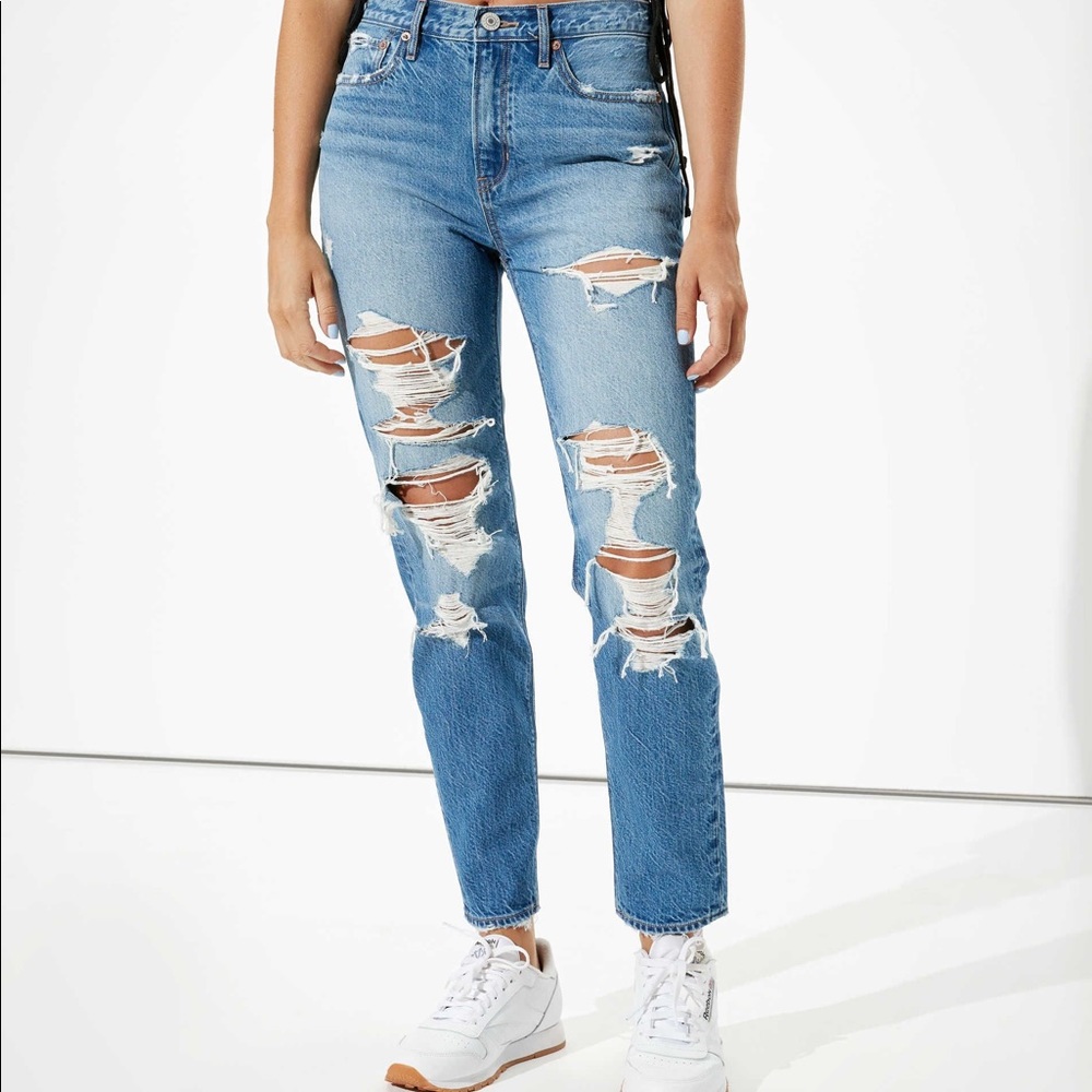 AEO SLIM 90s BOYFRIEND HI RISE TAPERED HEM JEAN 18R EUC